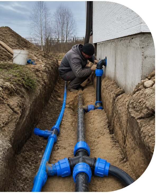 Монтаж наружного водопровода на участке под ключ в Краснодаре